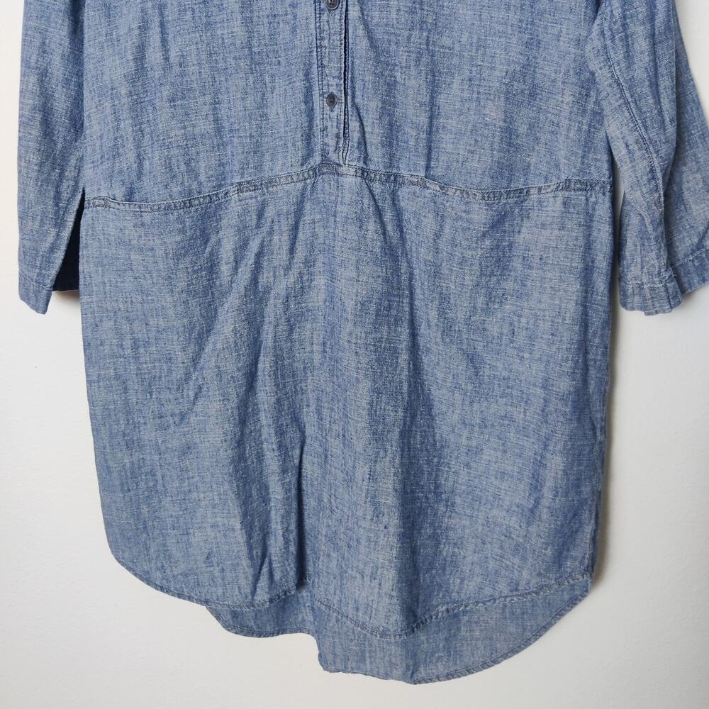 Eileen Fisher Hemp Organic Cotton Chambray Blue Tunic Dress Medium Lagenlook - Picture 4 of 11